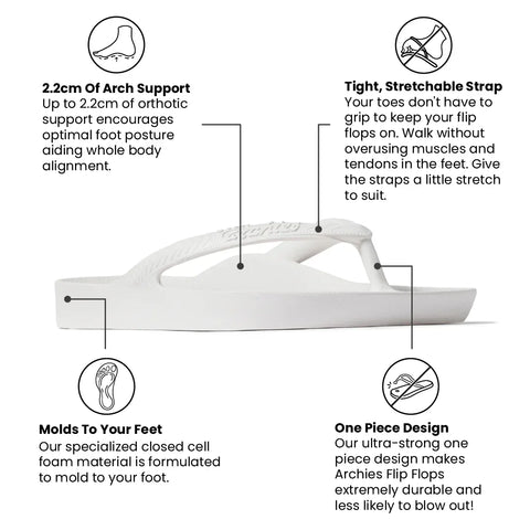 Arch Support Flip Flops - Classic - White